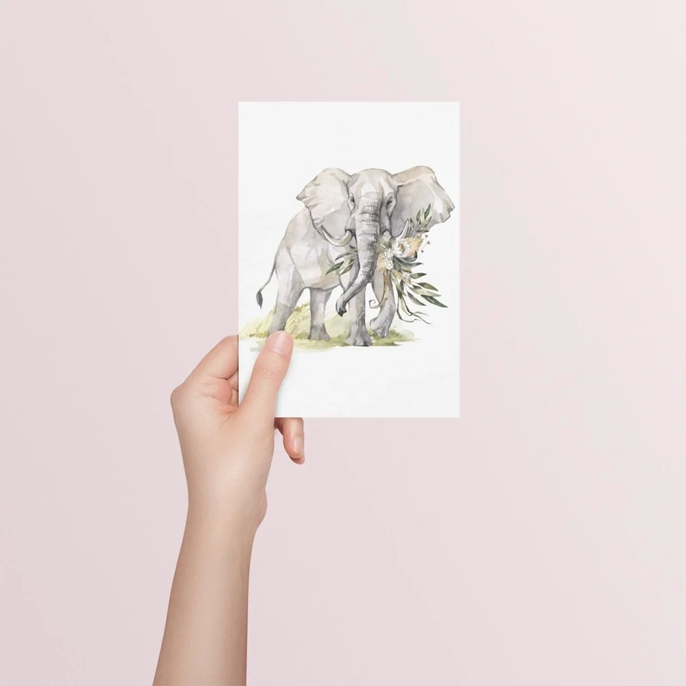 Watercolor Elephant Wall Art Poster Print Unframed - Picture 9 of 17